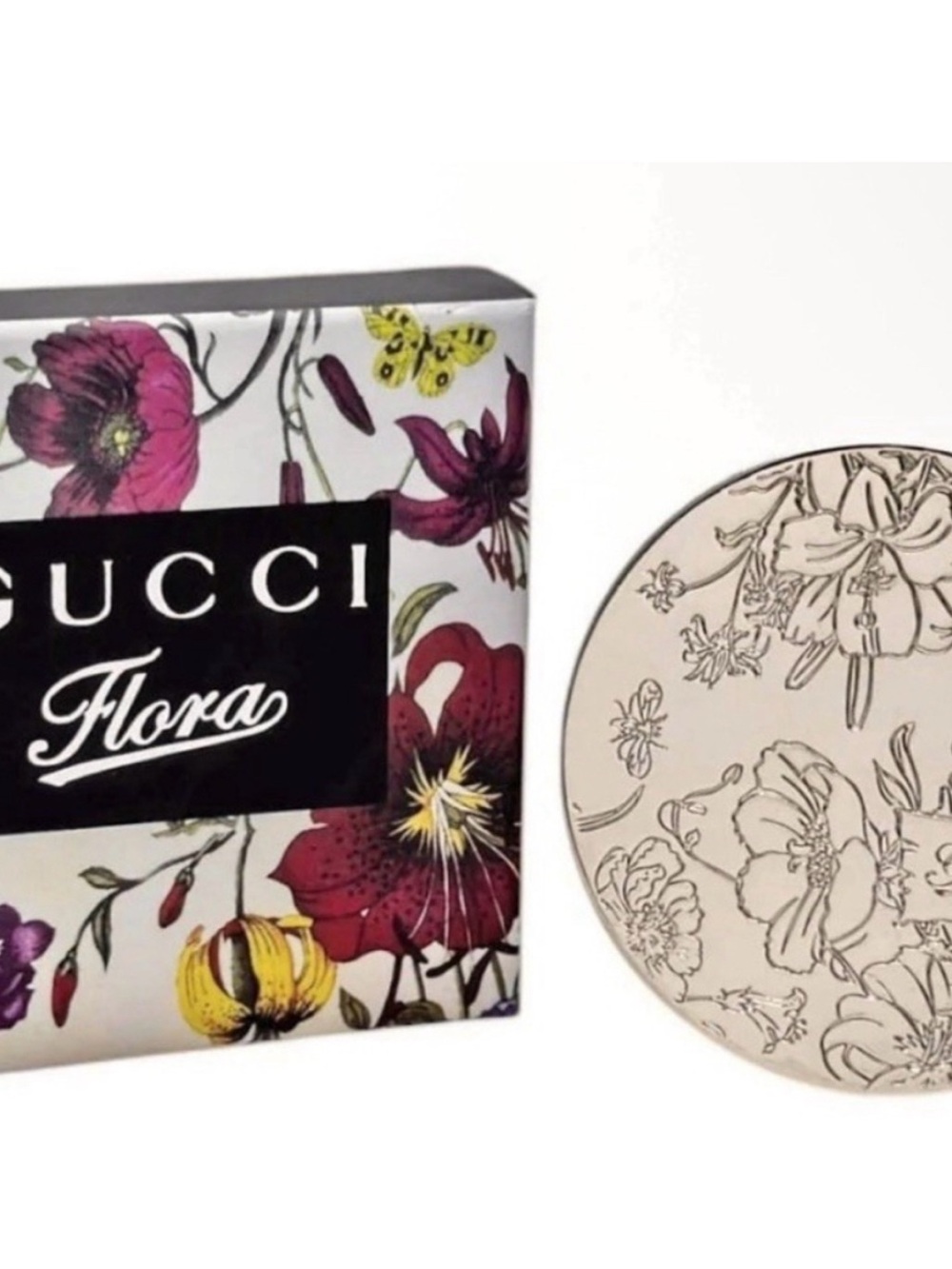 Gucci Floral Compact Mirror in Silver with Multicolor Flower Print - Picture 2 of 3